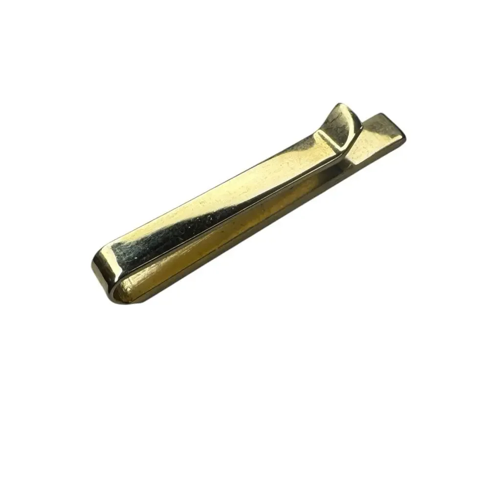 Christian Dior Vintage Gold Plated Red Enamel Slim Tie Bar Money Clip